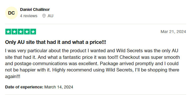wild secrets customer review